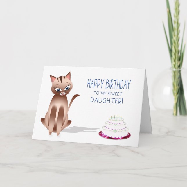 BIRTHDAY - Kitty Cat - Daughter Card (Front)