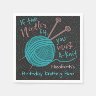Birthday Knitting Bee Party   Funny Knitting Yarn Napkin