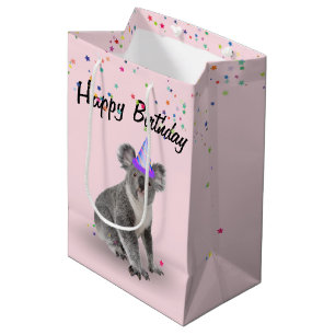Birthday Koala Bear and Star Confetti   Medium Gift Bag