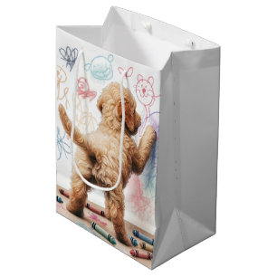 Birthday Labradoodle Doodling On a Wall Medium Gift Bag