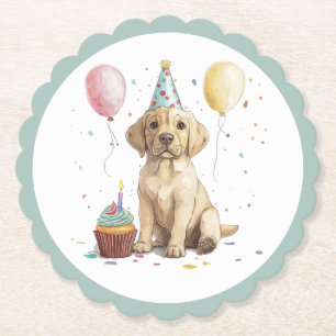 Birthday Labrador Retriever Dogs Paper Coaster
