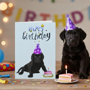 Birthday Labrador Retriever Lab Black Puppy Card