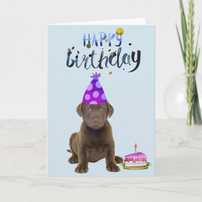 Birthday Labrador Retriever Lab Chocolate Puppy Card (Front)
