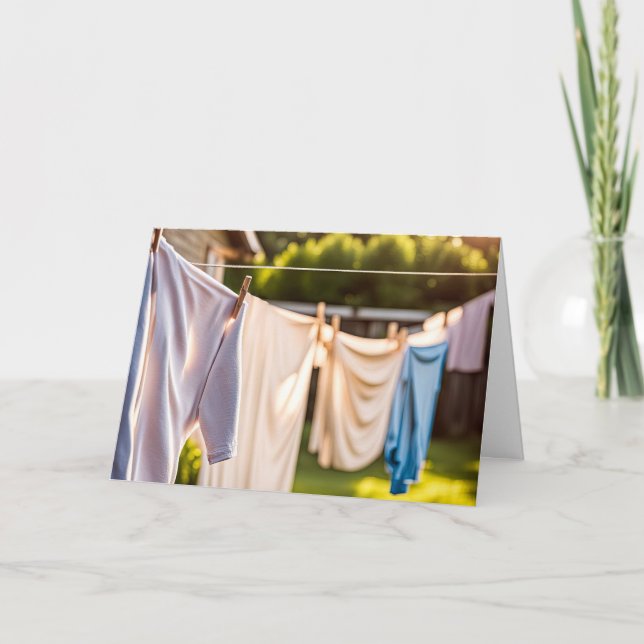 Birthday Laundry Hanging On Clothesline Card (Front)