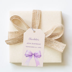 Birthday lavender bow ivory DIY write by hand Gift Tags