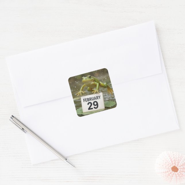 Birthday Leap Year Frog Square Sticker (Envelope)