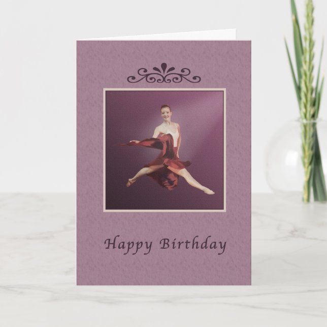Birthday, Leaping Ballerina in Red Card (Front)