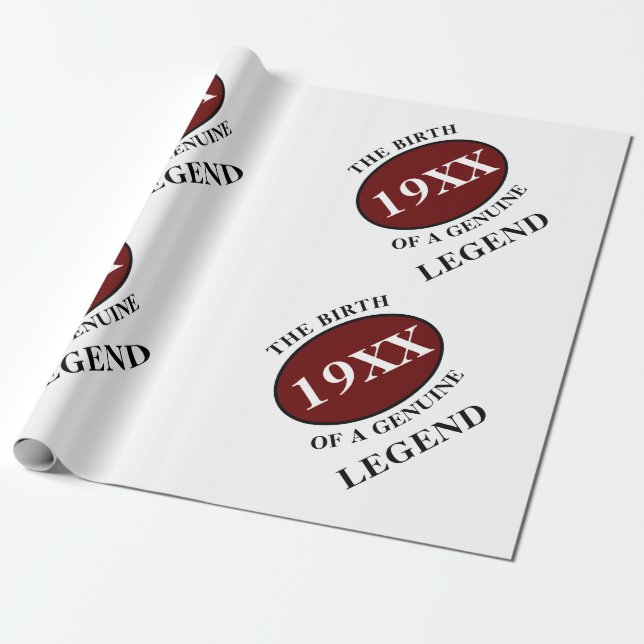 Birthday Legend Year Humour Father Red Black Bold Wrapping Paper (Unrolled)