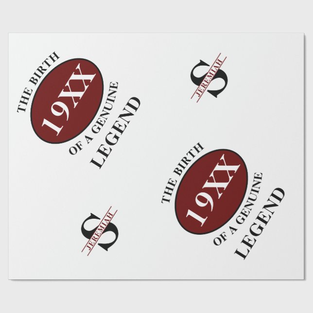 Birthday Legend Year Monogram Initial Name Father Wrapping Paper (Flat)