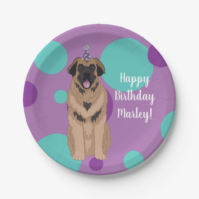 Birthday Leonberger  Paper Plate (Front)