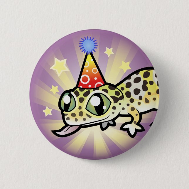 Birthday Leopard Gecko 6 Cm Round Badge (Front)
