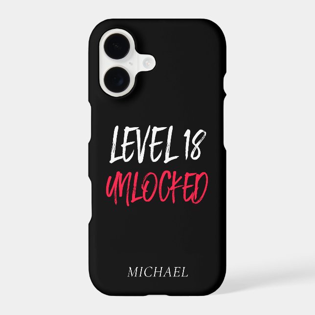 Birthday Level 18 Unlocked Black iPhone Case (Back)