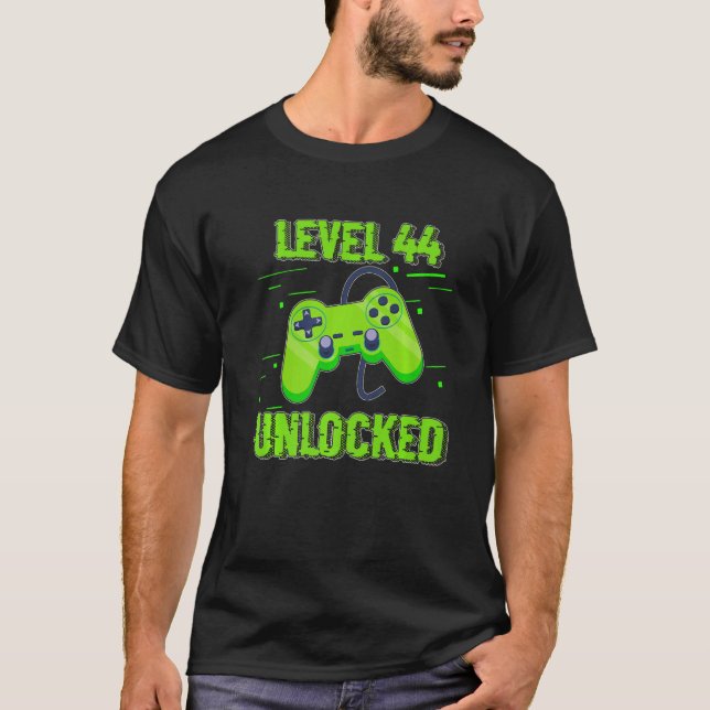 Birthday  Level 44 Unlocked Video Games Controller T-Shirt (Front)