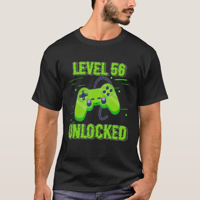 Birthday  Level 56 Unlocked Video Games Controller T-Shirt (Front)
