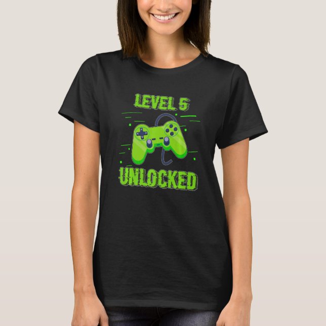 Birthday  Level 5 Unlocked Video Games Controller T-Shirt (Front)