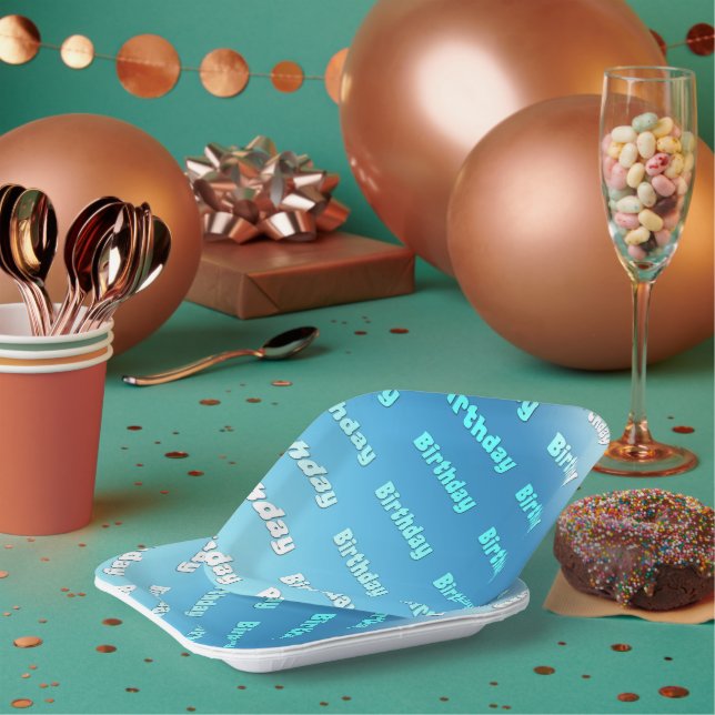Birthday (light blue) paper plate (Multi)