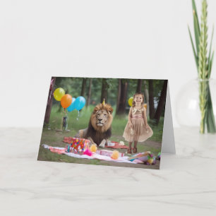 Birthday Lion Backdrop background Custom Photo   Card
