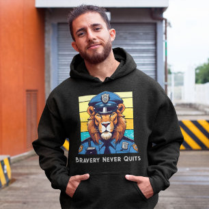 Birthday Lion Gift for Police Officers Dad Grandpa Hoodie