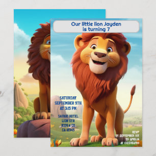 Birthday Lion Personalised Name Age Kids  Invitation