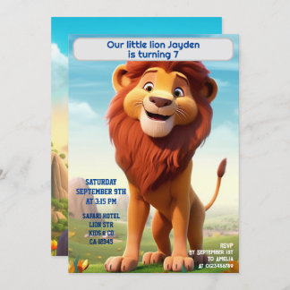 Birthday Lion Personalised Name Age Kids Invitation