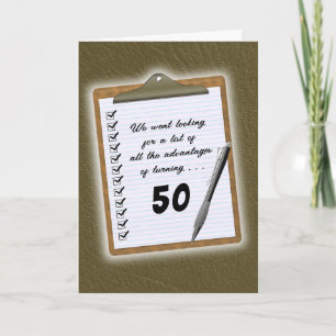 Birthday - list of advantages of turning (age) card