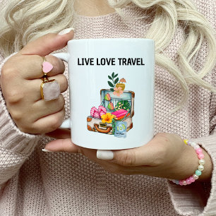 Birthday Live Love Travel Vintage Suitcase Cute Coffee Mug