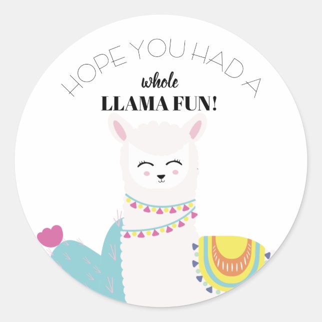 Birthday Llama Classic Round Sticker (Front)