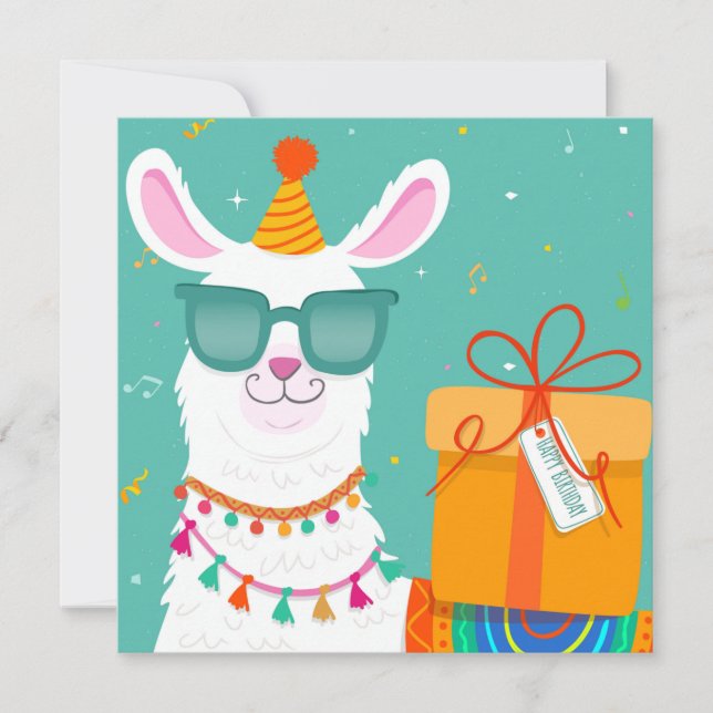 Birthday Llama Holiday Card (Front)