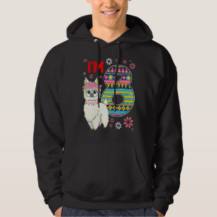 Birthday Llama I'm 8 Year Old Girl Theme 8th B Day Hoodie