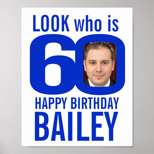 Birthday look who is 60 custom photo name poster (Front)