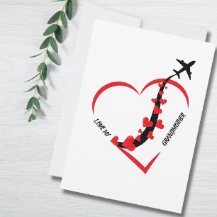 Birthday Love My Grandmother Airplane Heart Custom Holiday Card