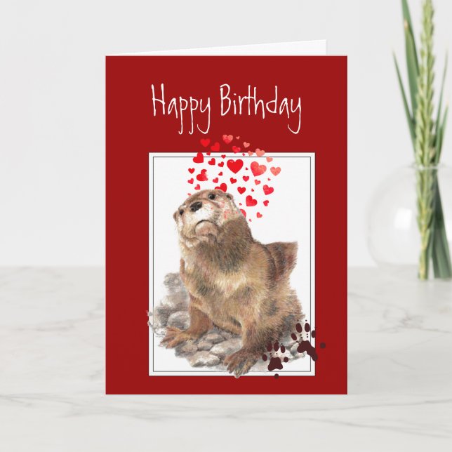 Birthday Love You Significant Otter, Funny Animal Card (Front)
