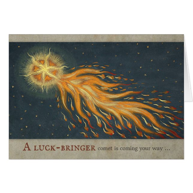 Birthday Luck-bringer comet Old books CC0233 Card (Front Horizontal)