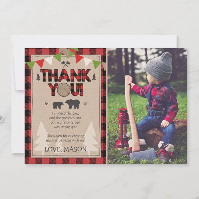 Birthday Lumberjack Thank You Card Lumberjack (Front)