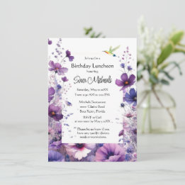Birthday Luncheon Purple Hibiscus Flower Invitation