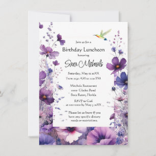 Birthday Luncheon Purple Hibiscus Flower  Invitation
