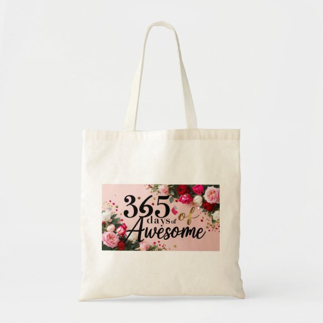 Birthday magic floral countdown shopping tote bag  (Front)