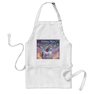 Birthday Magic poster Whimsical unicorn kids party Standard Apron