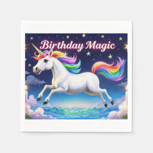 Birthday Magic poster Whimsical unicorn party art Napkin