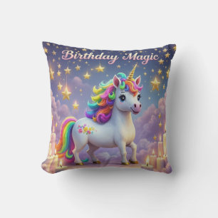 Birthday Magic Whimsical unicorn kids party Cushion