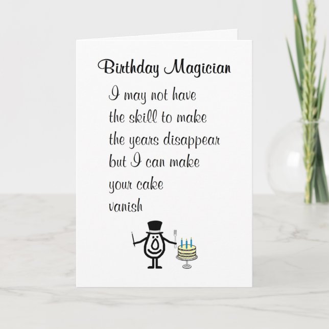 Birthday Magician A Funny Happy Birthday Poem Card (Front)