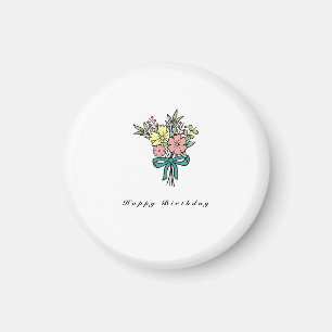 Birthday magnet, happy birthday flower bouquet magnet