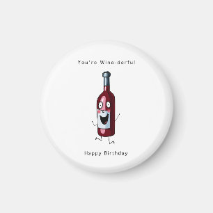 Birthday magnet, wine themed magnet. Birthday Magnet