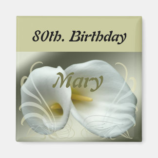Birthday Magnet with white lily design