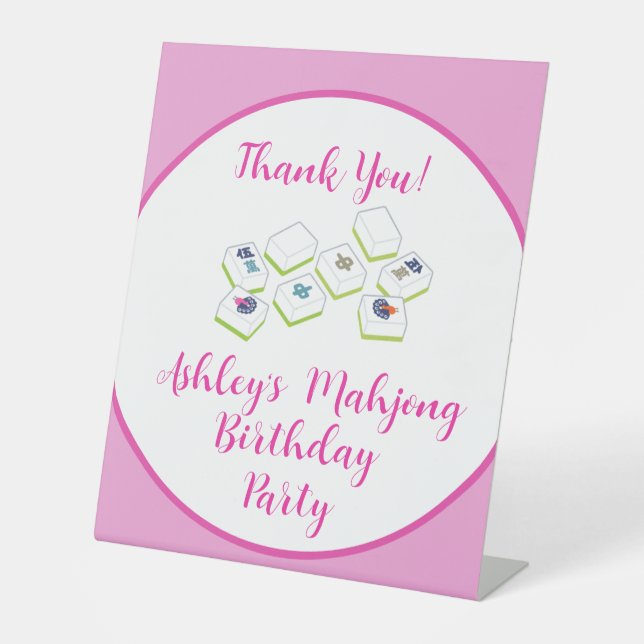Birthday Mahjong PERSONALIZE Pedestal Sign (Front)