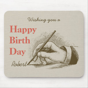 Birthday Male hand holding a fountain pen CC0998 Mouse Pad