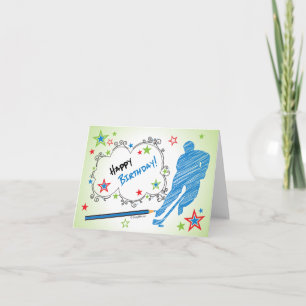 Birthday! Male Scribble Hockey Greeting Card