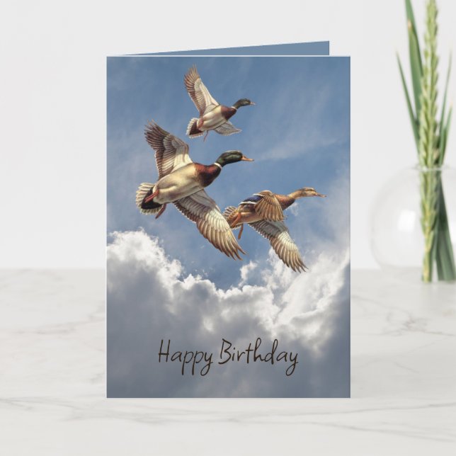 Birthday Mallard Ducks In Sky Card (Front)