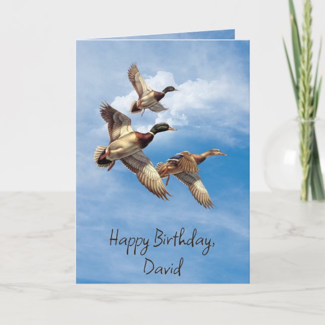 Birthday Mallard Ducks With Name Card (Front)