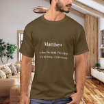 Birthday man myth legend name fun brown T-Shirt<br><div class="desc">For a brown coloured t-shirt. Personalise and add your own photo of the birthday boy/man.  Personalise and add a name,  age 40 and a text.  Text: The Man,  The Myth,  The Legend. White text.</div>